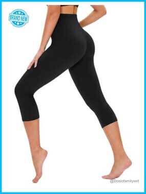 Women's Capri Leggings High Waisted Tummy Control Yoga Pants 92% Polyester